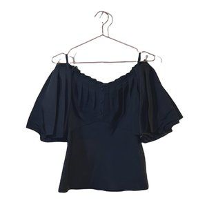 Flawless Zac Posen Black Silk Scoop Neck Blouse